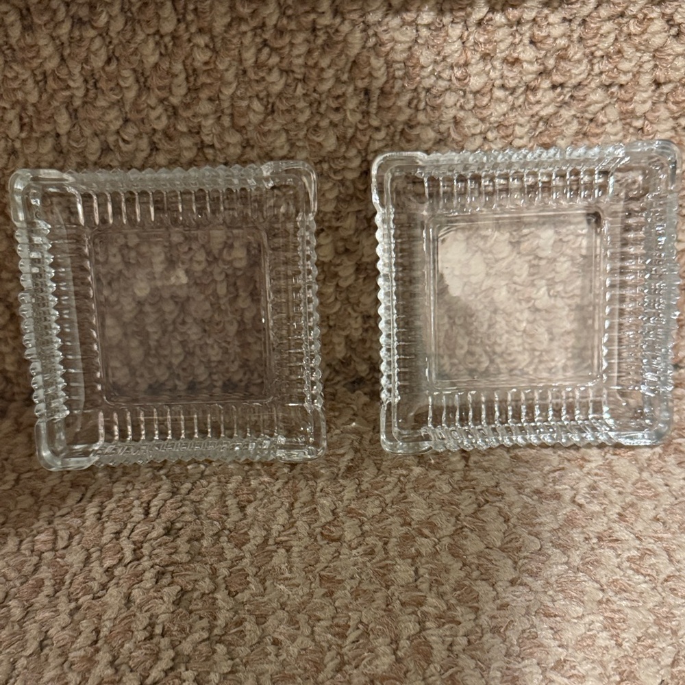 Clear Glass Square Trinket Dishes - Set of 2